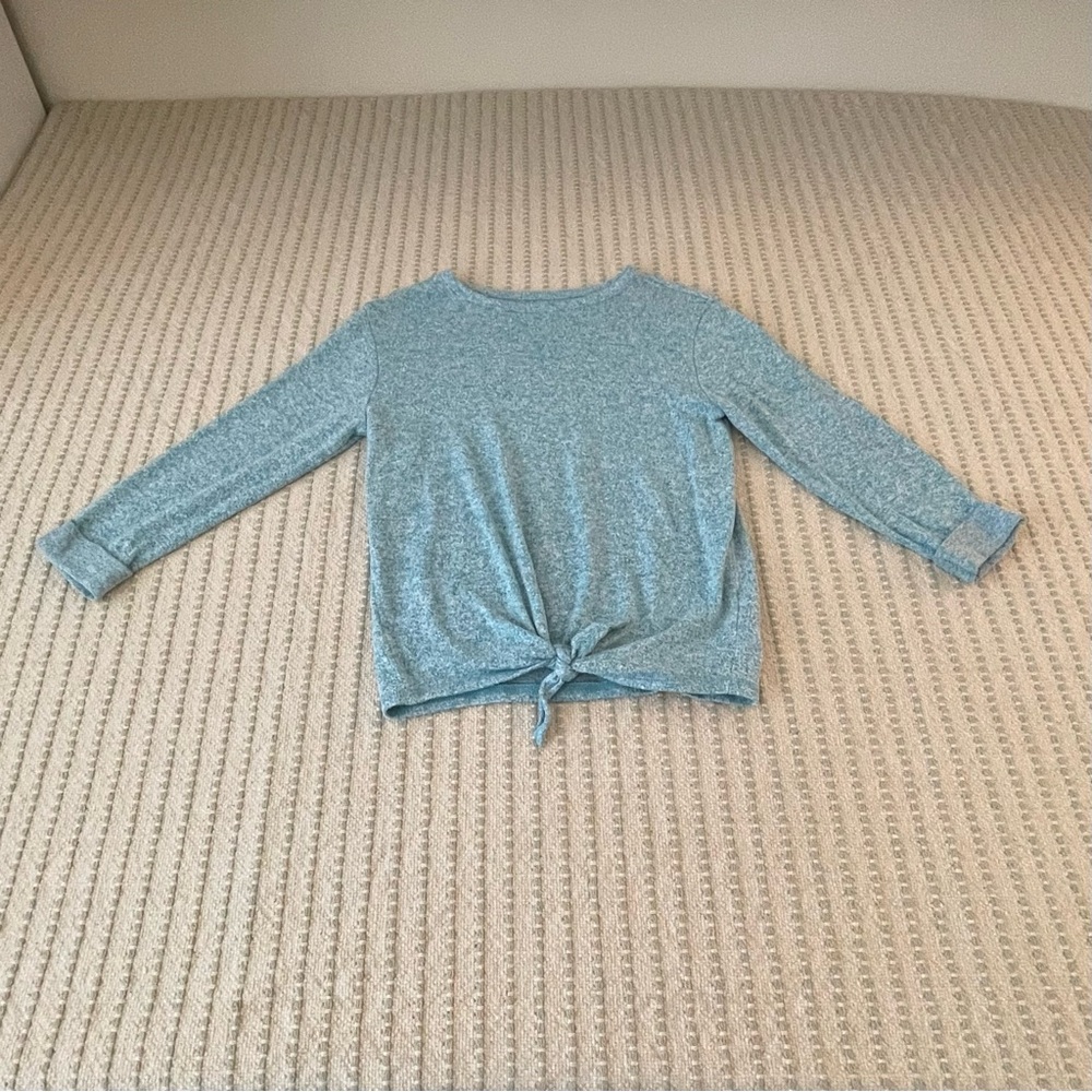 Girl’s - Old Navy Teal Long Sleeve Tie-Front Sweater - Size: Medium 8